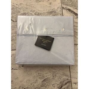 NEW Ralph Lauren Home RL Linen Solid Sheeting, true sky blue queen flat sheet, $